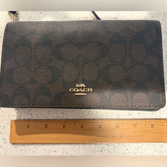 NWT Coach Signature Leather Crossbody – Brown/Black Clutch - Picture 10 of 10